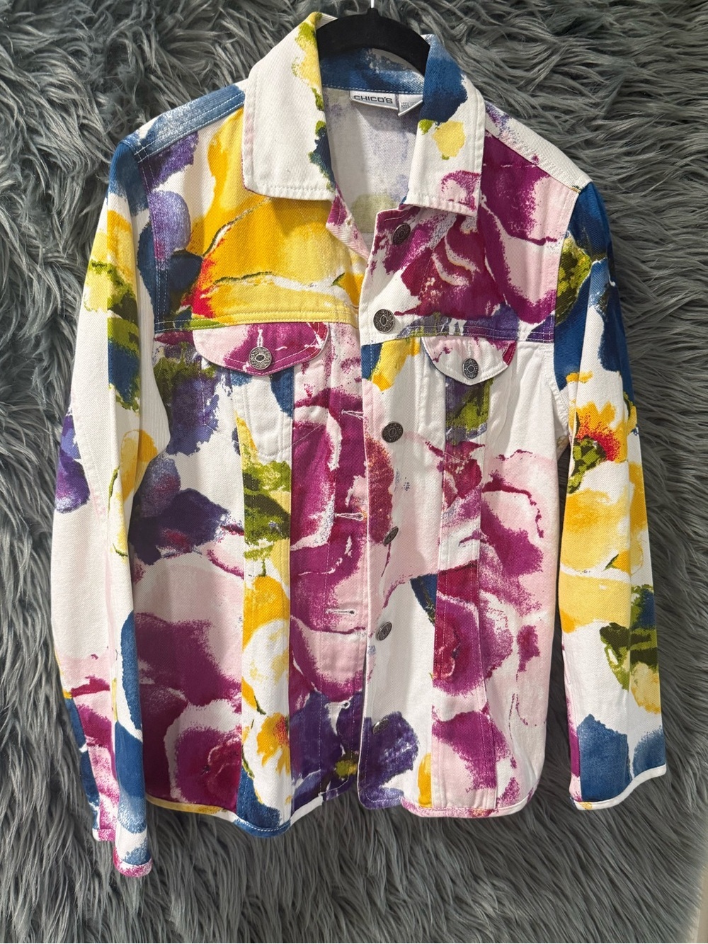 Chico’s Jean Jacket - Size 0 | Color: White/Multi